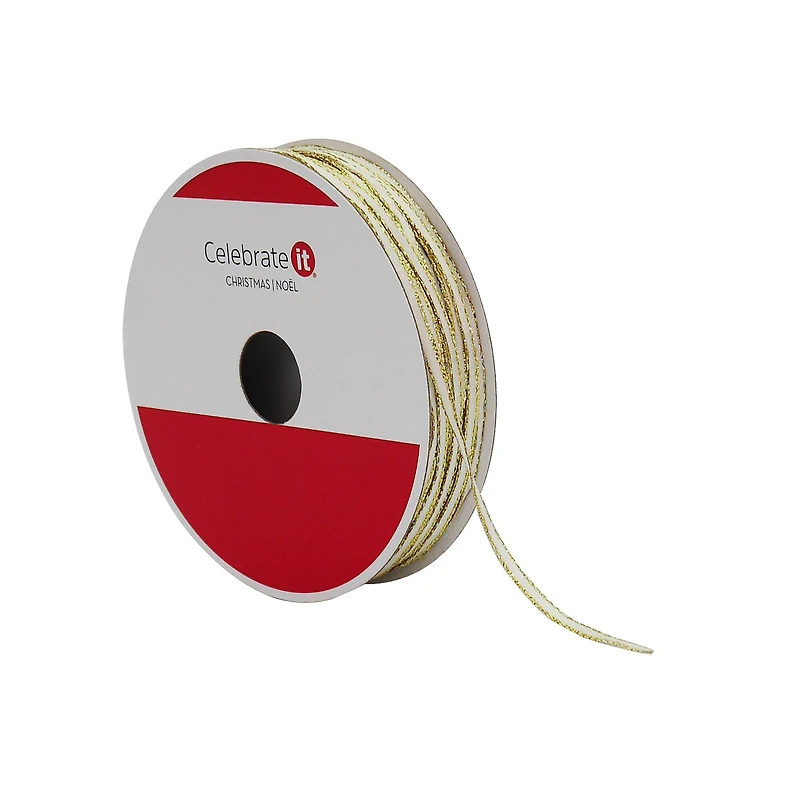 1/8" x 108ft. Champagne & Gold Ribbon by Celebrate It®