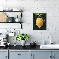 Stupell Industries Abstract Yellow Lemon on Vine Pop over Black Canvas Wall Art