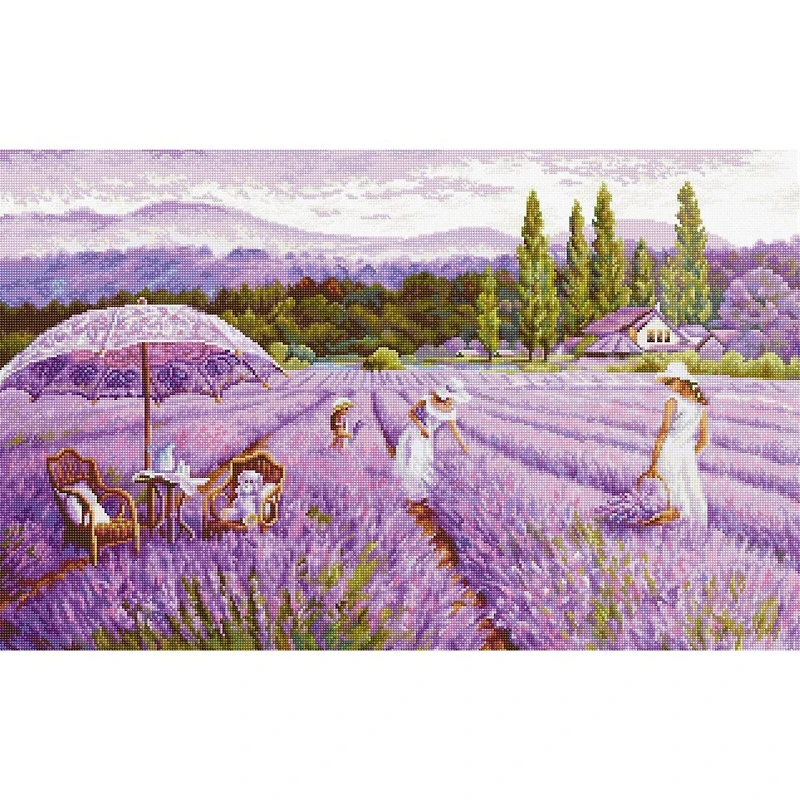 Luca-s Lavender Field Counted Cross Stitch Kit