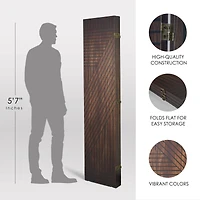 American Art Decor™ 6ft. Double-Sided 4-Panel Walnut Slat Wood Pattern Print Canvas Room Divider
