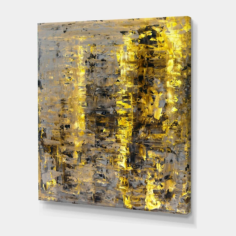 Designart - Yellow Meets Grey Abstract Art II