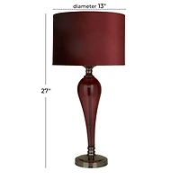 Red Velvet Glam Table Lamp, 27" x 13" x 13"