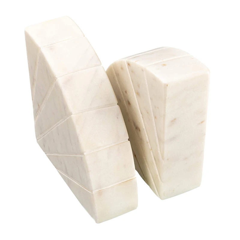 Hello Honey® 6" White Modern Arched Semicircle Marble Bookend Set