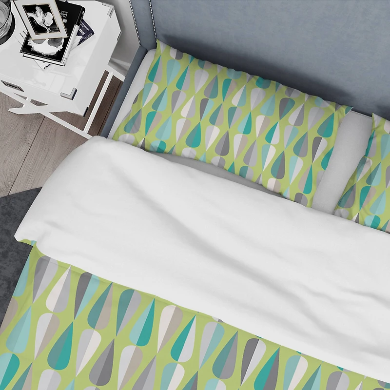 Designart 'Retro Abstract Drops VI' Mid-Century Duvet Cover Set