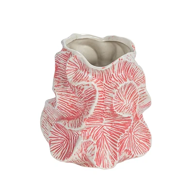 Hello Honey® 7.5" Pink Textured Organic Stoneware Vase with Reactive Glaze