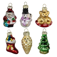 Holiday Favorites Glass Christmas Ornaments - 2.25" - Set of 6