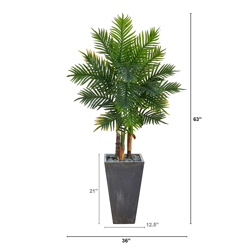 5.5ft. Real Touch Areca Palm Tree in Cement Planter