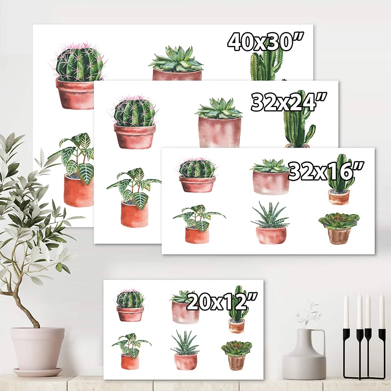 Designart - Flowers In A Pot Cacti and Succulents
