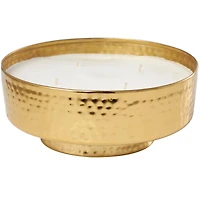 Egyptian Mint Scented 4-Wick Candle in Wide Hammered Gold Container Bowl 