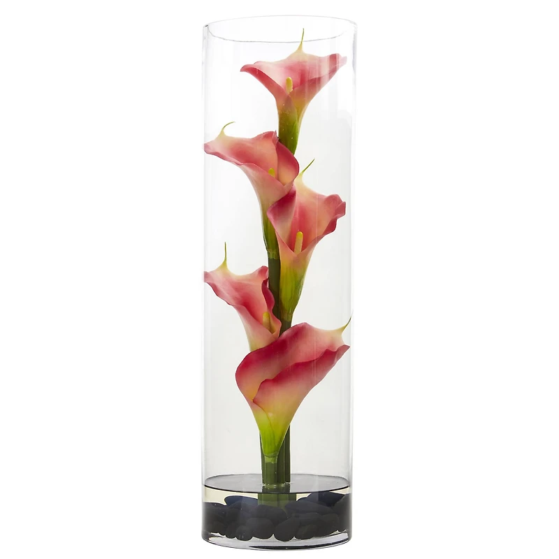 20" Calla Lily in Clear Cylinder Glass Vase