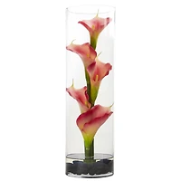 20" Calla Lily in Clear Cylinder Glass Vase