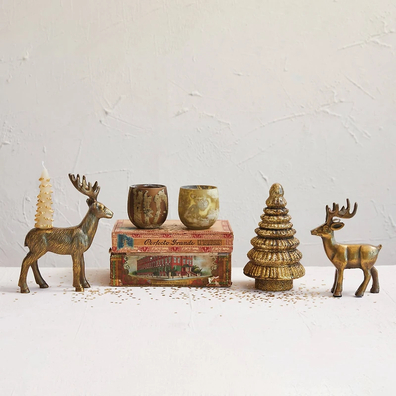 Hello Honey® 6.75" Antique Gold Finish Cast Aluminum Reindeer