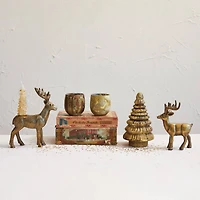 Hello Honey® 6.75" Antique Gold Finish Cast Aluminum Reindeer