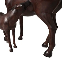 Dark Brown Horse Mom & Baby Sculpture 