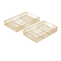 CosmoLiving by Cosmopolitan Gold Metal Contemporary Tray Set