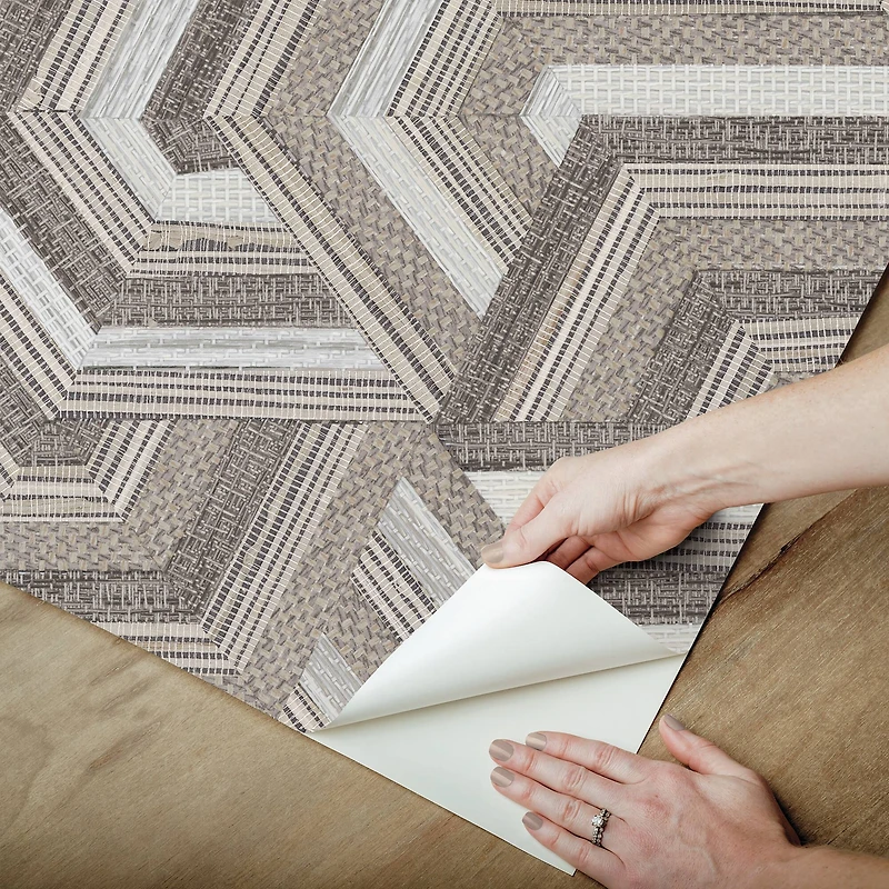 RoomMates Geo Puzzle Faux Grasscloth Peel & Stick Wallpaper