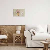 Stupell Industries Happy Easter Bunny Rose Bouquet Wall Plaque Art