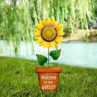Glitzhome® 36" Welcome to the Garden Sunflower Yard Stake