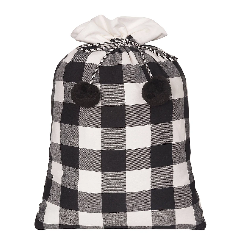 Black & White Buffalo Check Santa Bag, 20" x 28"