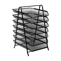 Mind Reader 7-Tier Paper Tray, Desktop Organizer, File Storage, Office, Metal Mesh, Black