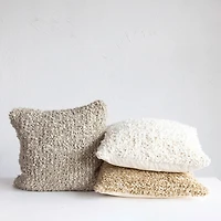 Hello Honey® 20" Tan Woven Cotton Blend Bouclé Pillow