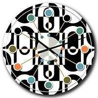 Designart 'Monochrome Geometric Pattern Viii Mid-Century Modern Wall Clock