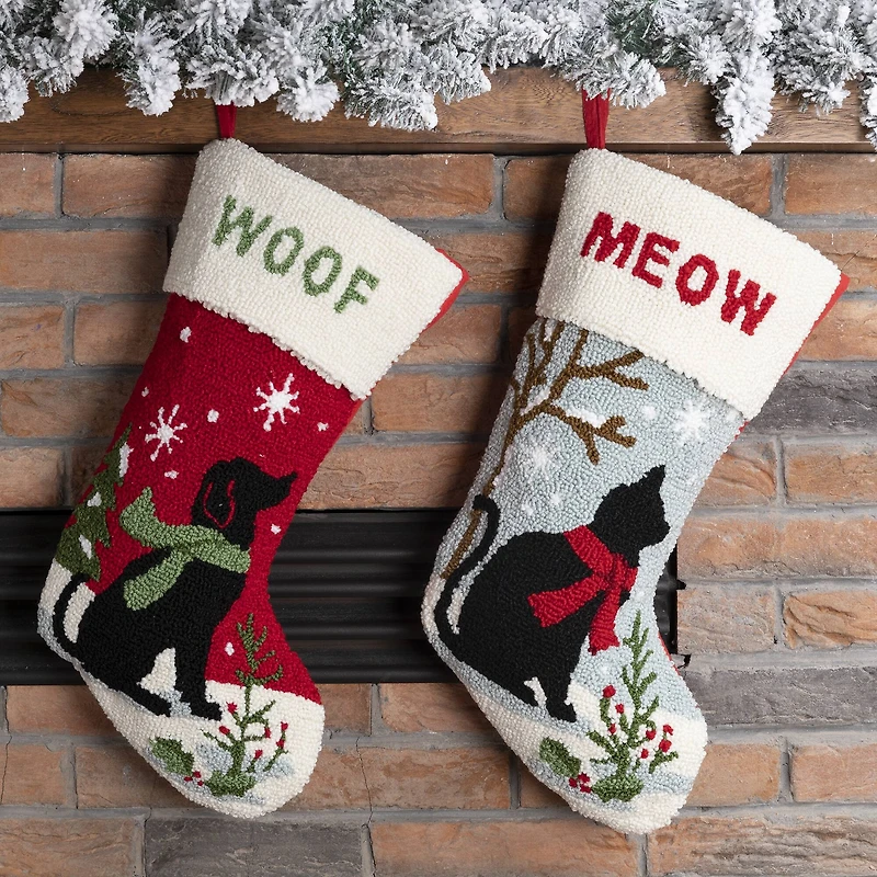 Glitzhome® 20" Cat & Dog Hooked Stockings, 2ct.