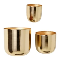 Gold Metal Contemporary Planter Set