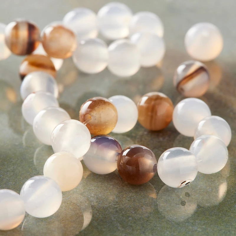 12 Pack: White Chalcedony Agate Round Beads, 6mm by Bead Landing™