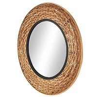 Brown Seagrass  Handmade Wall Mirror with Black Inner Frame