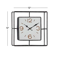 Black Contemporary Metal Wall Clock, 12" x 12"