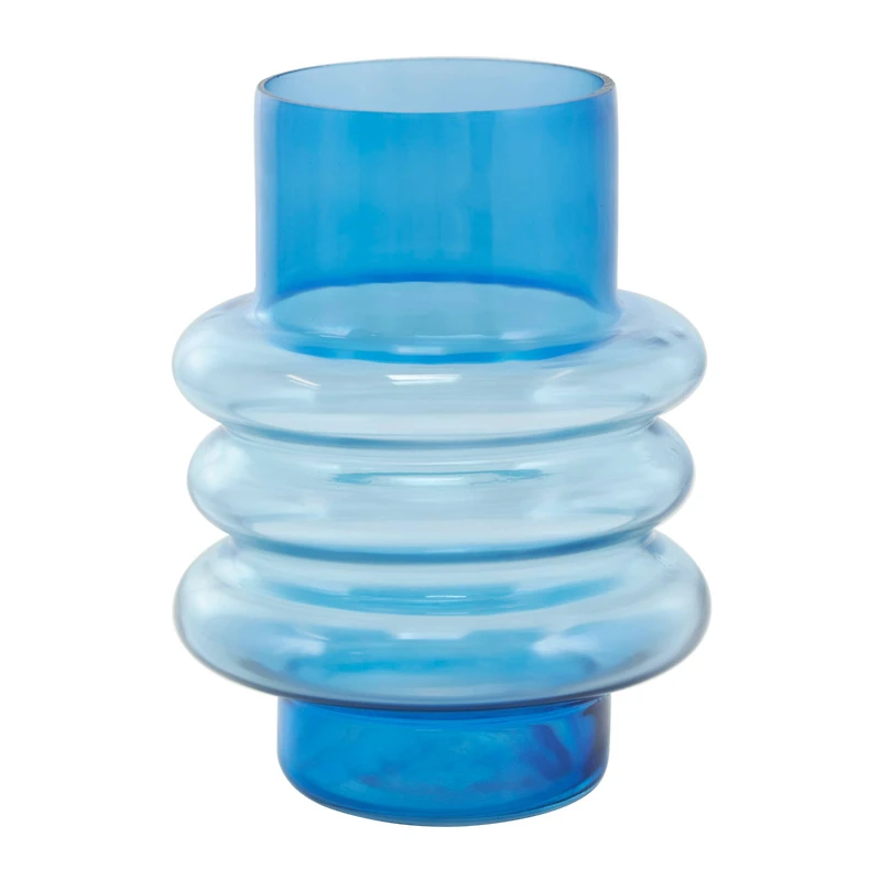 Blue Ombre Bubble Ribbed Glass Vase Set
