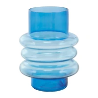 Blue Ombre Bubble Ribbed Glass Vase Set