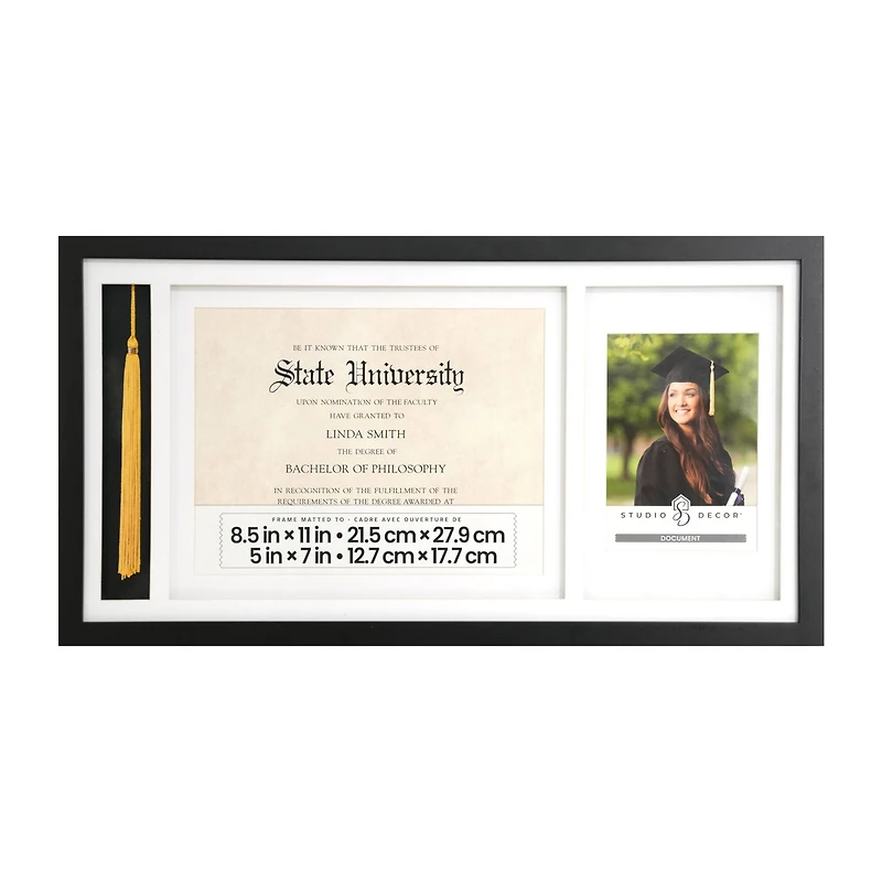 6 Pack: Black Graduation Certification & Tassel 5" x 7" Frame by Studio Décor®