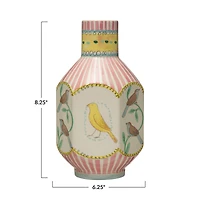 Hello Honey® 8" Painted Bird Design Ceramic Vase