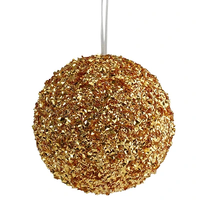 6" Gold Glitter Christmas Ball Ornament