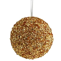 6" Gold Glitter Christmas Ball Ornament