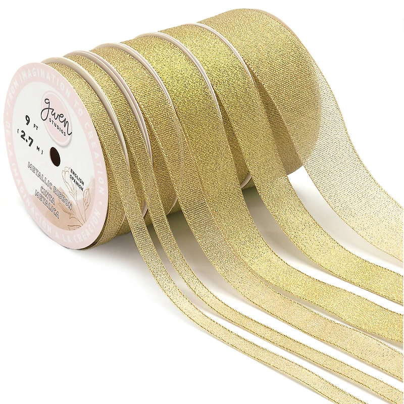 Gwen Studios 18yd. Metallic Gold Ribbon Set