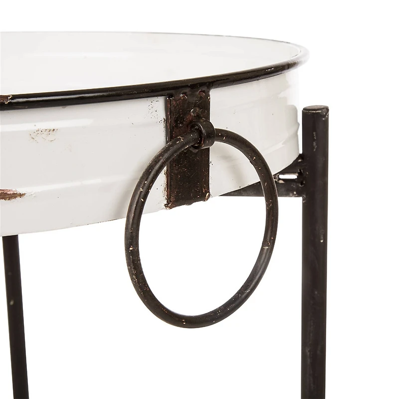 Glitzhome® Farmhouse Enamel Metal Serving Table