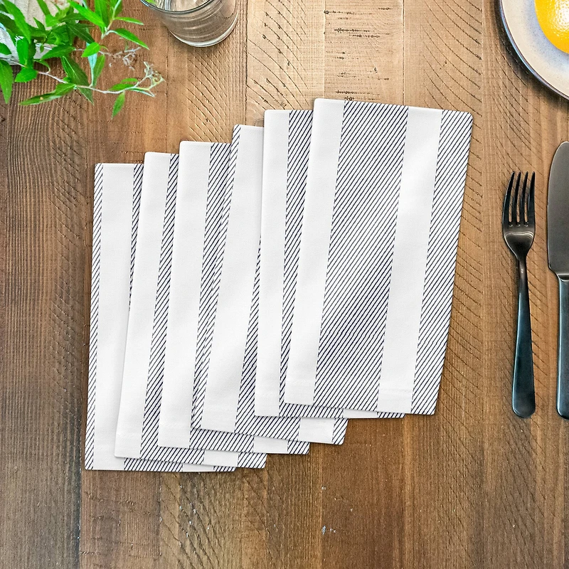 Textured Blue Stripes 10" x 10"  Cotton Twill Napkin