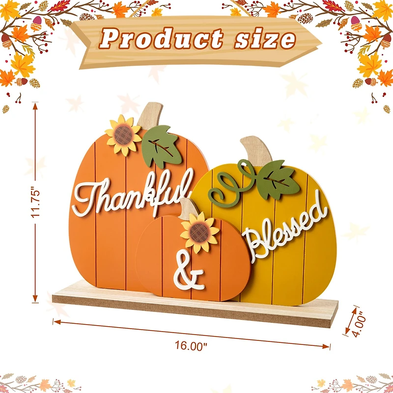 Glitzhome® 16" Thanksgiving Wooden Pumpkins Table Décor
