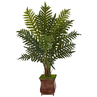 4ft. Evergreen Plant in Metal Planter