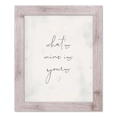 What's Mine is Yours White Framed Print