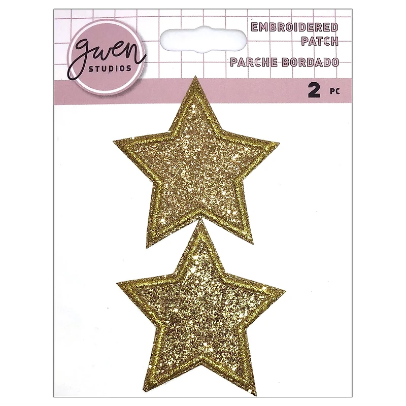 Gwen Studios Iron-On 2" Gold Star Patch, 2ct.