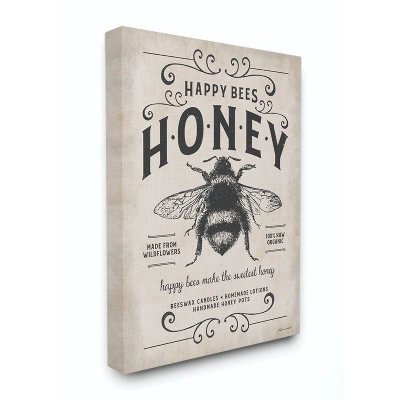 Stupell Industries Honey Bee Rustic Farm Canvas Wall Art