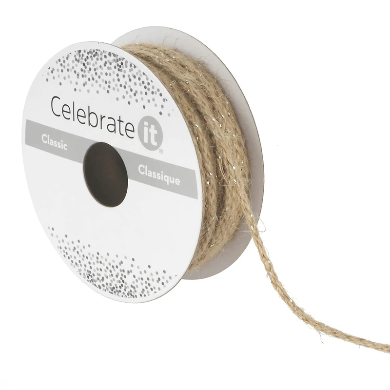 0.15" x 10yd. Metallic Jute Trim Ribbon by Celebrate It®