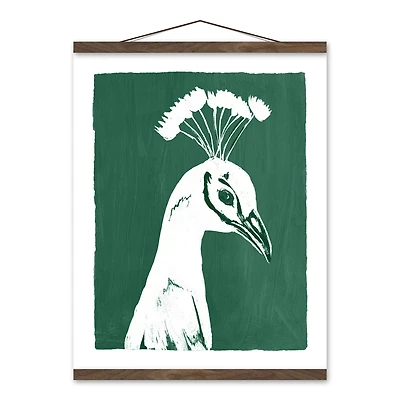 Peacock Portrait Teak Hanging Canvas