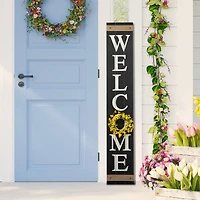 Glitzhome® 5ft. Welcome Wood Porch Sign with 4 Changeable Wreaths