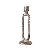 Hello Honey® 11" Oxidized Silver Finish Tall Aluminum Taper Candleholder