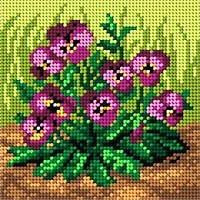 Orchidea Needlepoint Canvas For Halfstitch Without Yarn Purple Pansies - Printed Tapestry Canvas